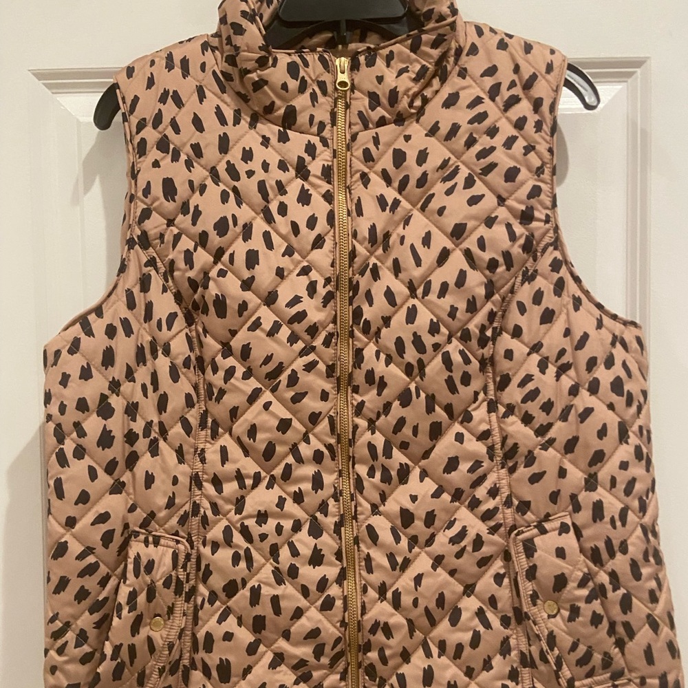 crown & ivy Tan Quilted Vest with Label Detail